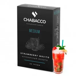 Бестабачная смесь для кальяна Chabacco Medium Strawberry Mojito (чабака Клубничный Мохито) 50 грамм 